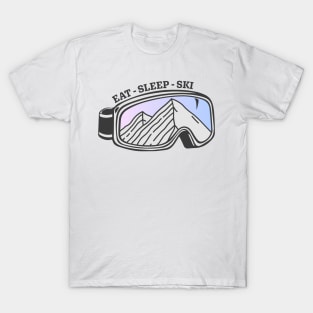 Sunset Mountain Ski Goggles | Eat Sleep Ski T-Shirt